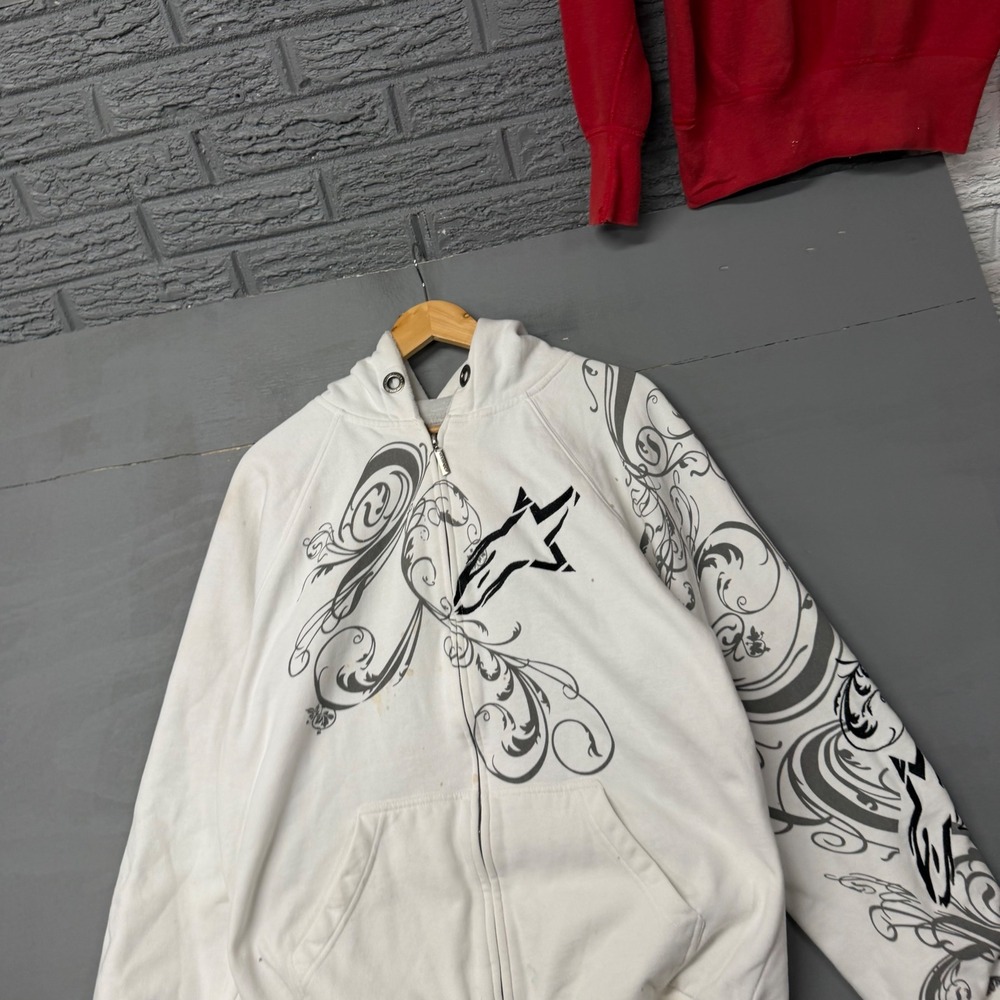 Alpinestars Mens White Tribal Graphic Full Zip Fleece Hoodie Large L 101052